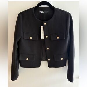 NWT Zara cropped jacket with gold buttons